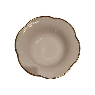 ESTE CE Ceramiche ITALY Ivory 13'' Serving Dish/Pasta Bowl Gold  Scalloped Edge  