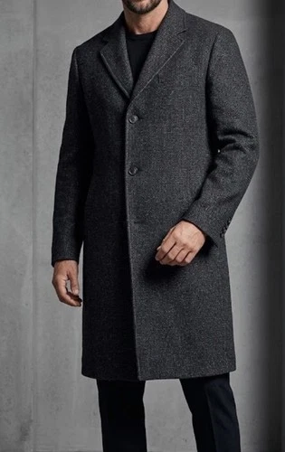 THE KOOPLES MEN’S ELEGANT WOOL BLEND COAT BLACK SPACKLE GRAY SIZE S NWT  $745 - product listing photo