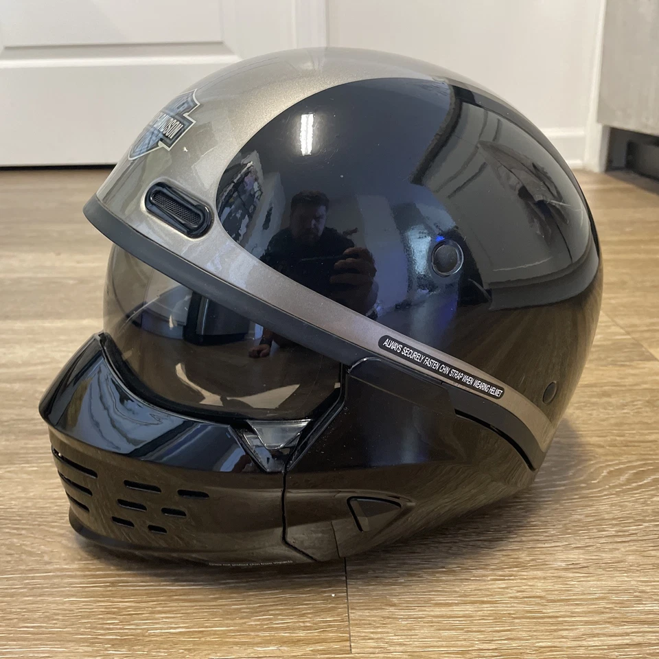 Casco de motocicleta Harley Davidson HD X07 3 en 1 plateado y negro XL Foto 3 de 4