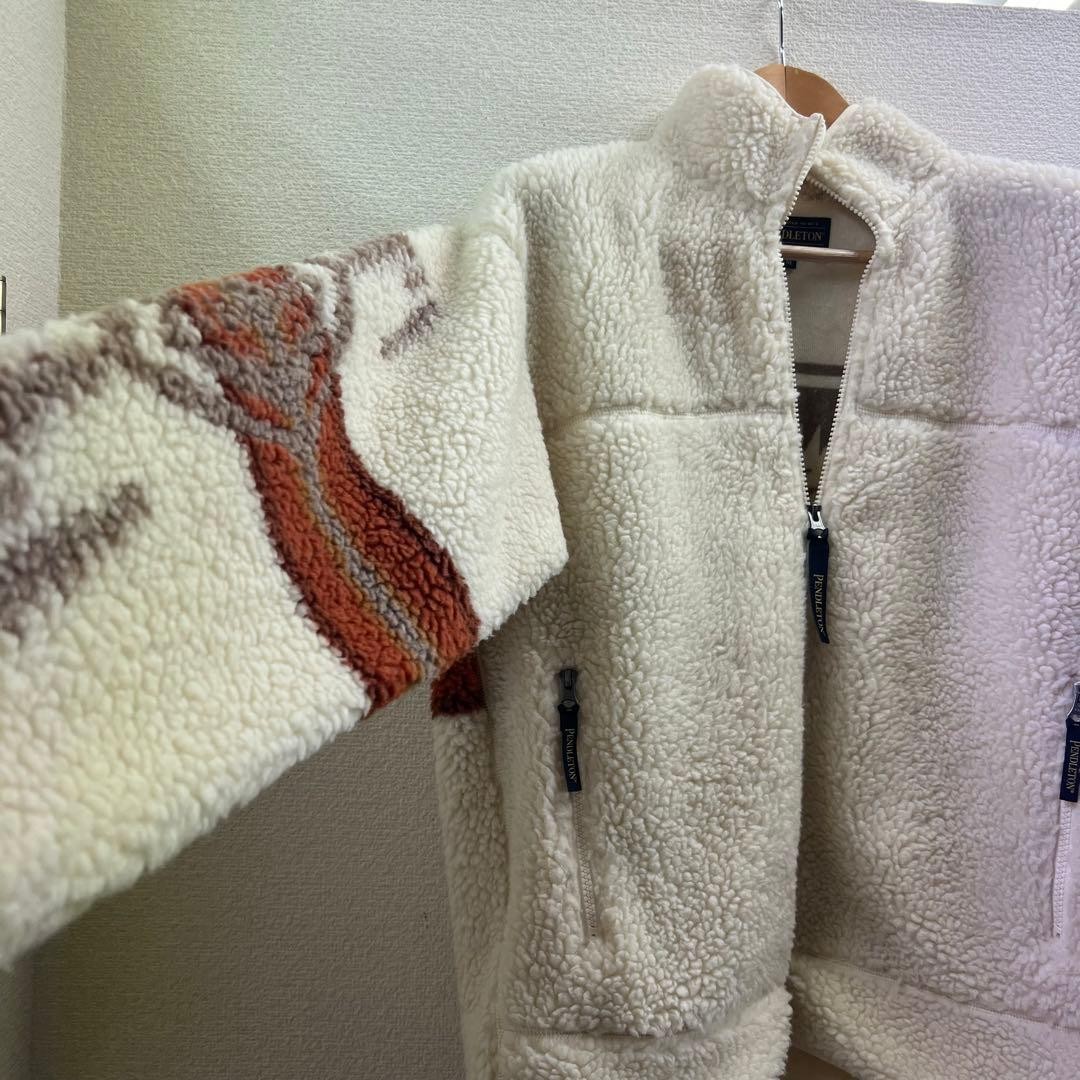 PENDLETON Cream Ethnic Pattern Fleece Jacket Size… - image 3