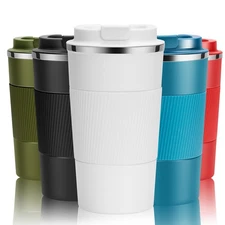12oz Travel Coffee Cup Insulated Tumbler Stainless Steel Leak Proof Mug White
