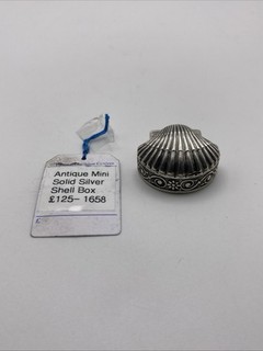 Antica scatola portapillole conchiglia miniatura argento massiccio portapillole vittoriana