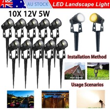 10PCS 12V 5W LED Landscape Light IP65 Warm White Outdoor Garden Spotlights
