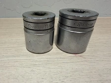 Vtg Snap-on 1 1/16" SW341 & 1 3/16" SW381 1/2" Drive 12 Point Shallow Sockets