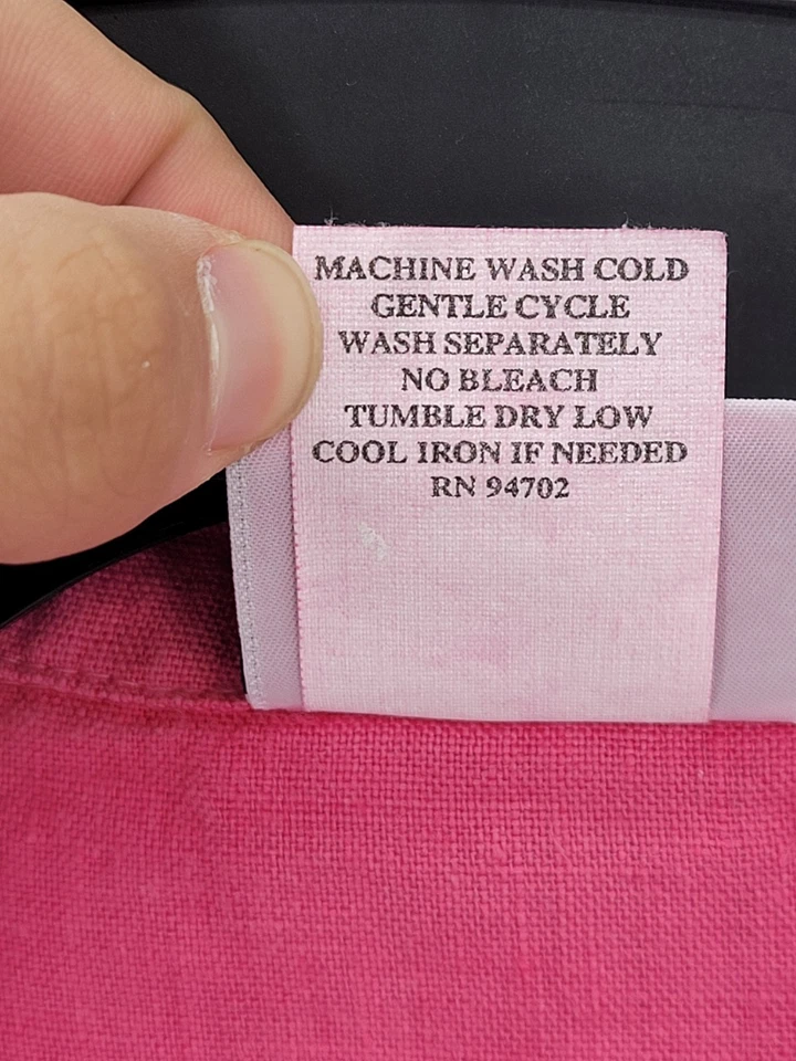 Lo último Blusa Top de Algodón para Mujer Plus 1X Lo último Blusa Rosa Lino Manga Larga con Botones Foto 4 de 4