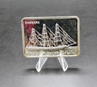 Rare Vintage Danmark Tall Ship SIlver Art Bar 999 Fine One Troy OZ Mirror Finish