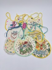 Vintage Baby Bibs LOT 8 Cloth Plastic Tie Neck Bibs 1960s 1970s READ