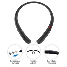 Wireless Sports Earbuds Bluetooth Stereo Headphones Neckband Retractable Headset
