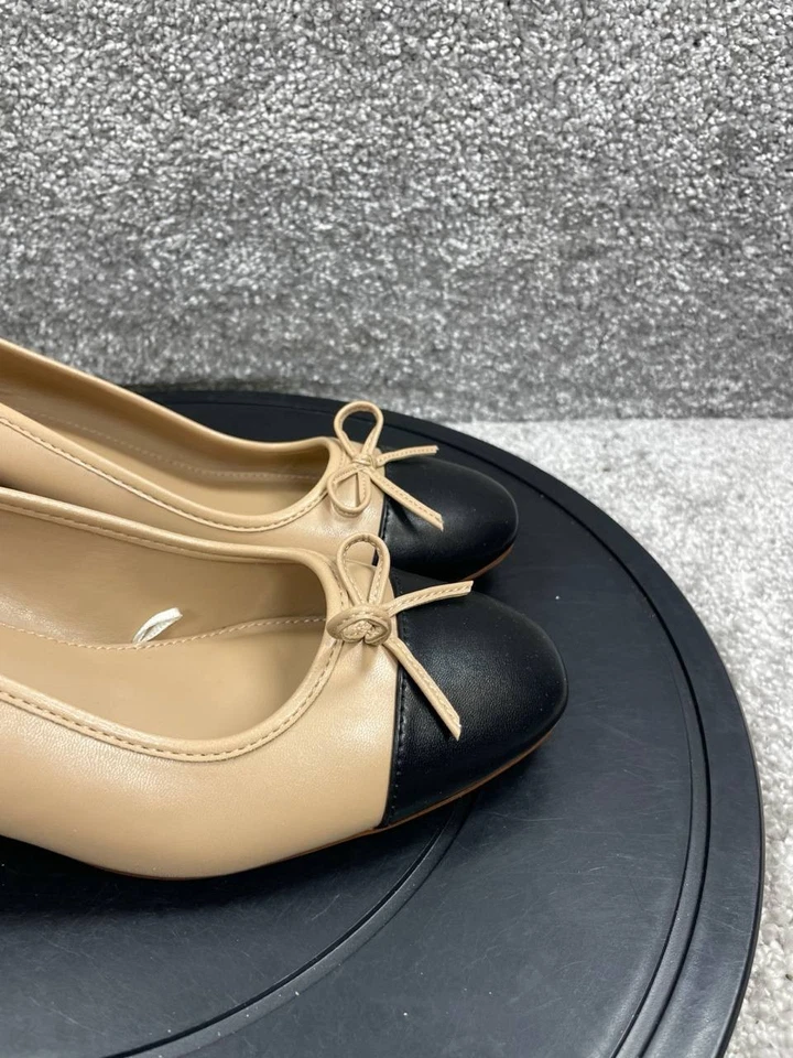 J.Crew Pisos Mujer Talla 8 EE. UU. Puntera Gorra Ballet Desnudo Negro Bloque Tacones Sin Cordones Foto 2 de 4