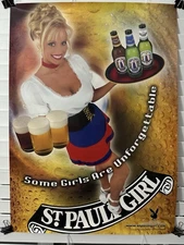 2003 Jamie Bergman St. Pauli Girl Sexy Playboy Beer Poster Germany 27” X 19”