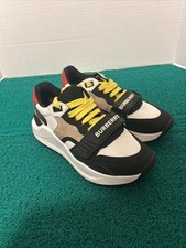 Burberry London England MF Ramsey Black Archive Beige Low Top Sneakers Sz 36.5