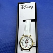 Disney Minnie Mouse Rose Gold Tone  White Leather Band Watch - N26-5