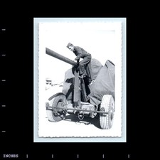 Old Vintage Photo ARMY MAN SOLDIER CLIMBING TRAILER