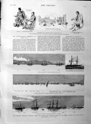 Alter antiker Druck 1886 Kreta Schiffe Pracht Iris Neptun Kerka Washington 19.