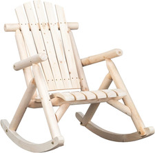Wooden Rocking Chair, Fir Log Adirondack Rocker, Outdoor Wood Accent Furniture L