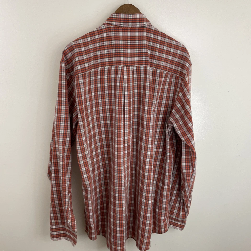 Arrow Shirt Mens XLT Tall XL Orange Plaid Long Sleeve Button Down Classic - Image 2 of 4