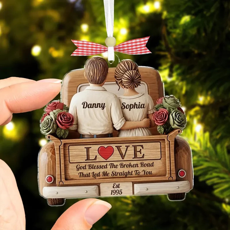 Personalized Couple Christmas Ornament,Engagement Gift For Couples