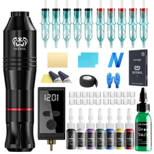 Professional Tattoo Kit Complete Set  Ready to Use Includes Power Supply & 7inks