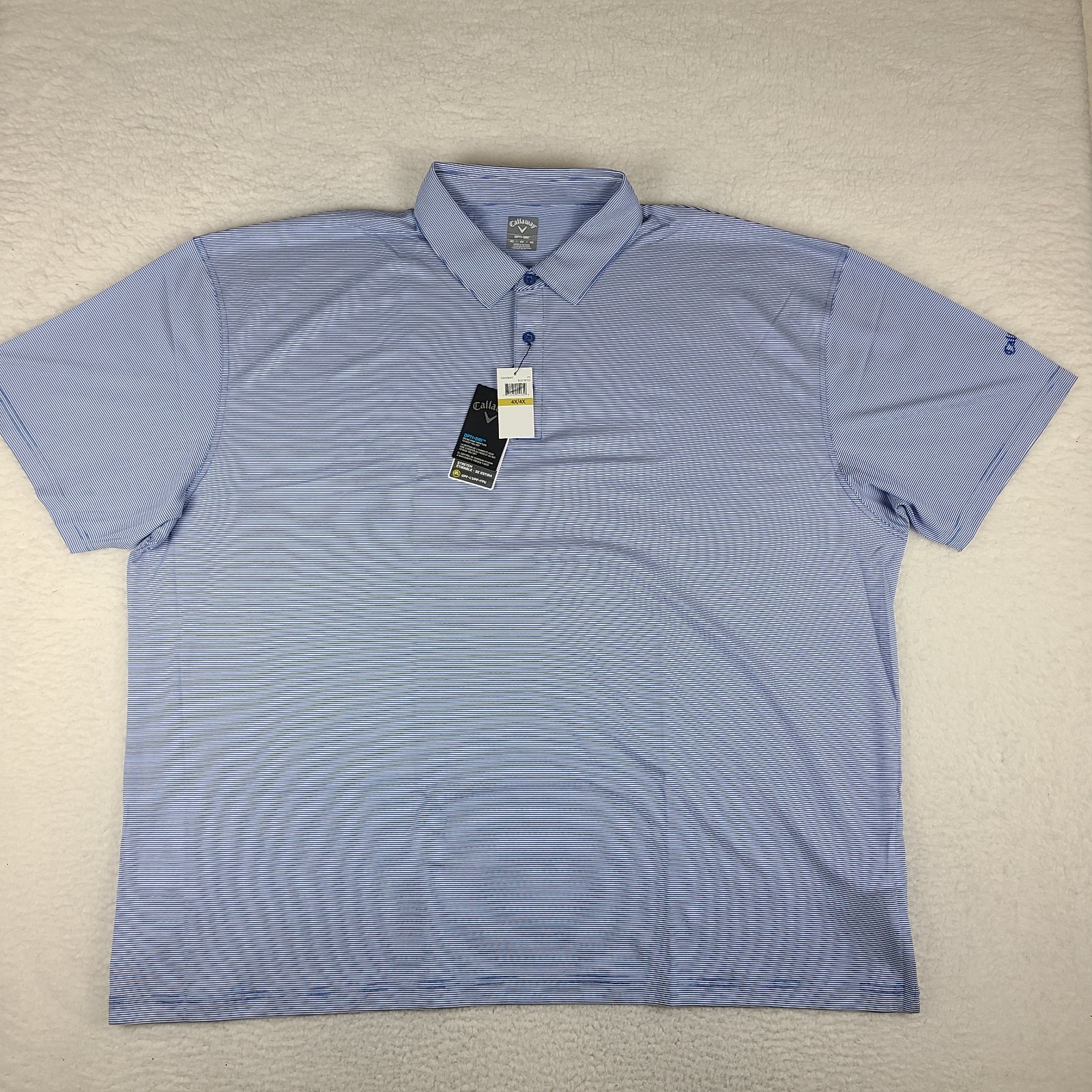 Callaway Polo Shirt Mens 4X Blue Striped Opti Dri Performanc