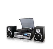 Trexonic 3-Speed Vinyl Turntable Home Stereo System with CD Player, FM Radio,