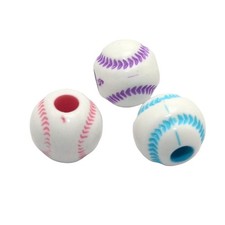 100pcs White with Color Baseball Beads Acrylic Round Beads 12mm Sports Charms