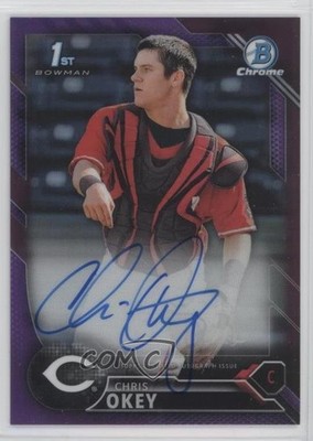 2016 Bowman Draft Chrome Pick Purple Refractor /250 Chris Okey #CDA-CO Auto 2a9