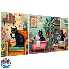 Black Cat Paint by Numbers Kit for Adults, Adult Paint by Number Kits on Canv