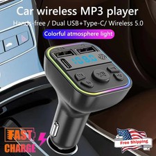 Bluetooth Adapter for Car,Wireless FM Radio Transmitter MP3 Music Player RGB LED