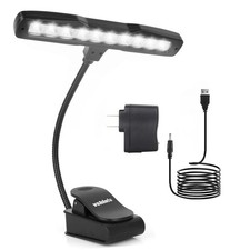 10 LED Music Stand Light, Adjustable Clip On Orchestra Piano Reading Lamp Black