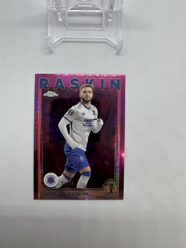 2024-25 Topps cromo Nicolas Raskin #155 refractor de prisma magenta/75 Rangers F.C Foto 2 de 3