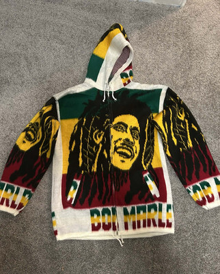 Bob Marley Multicolor Knit Full Zip Hoodie Graphic Print Men's Size L