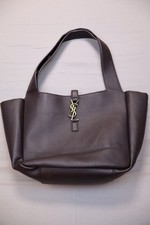 YSL Saint Laurent Le 5 A 7 Brown Grained Leat...