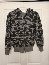 BAPE A Bathing Ape Shark Full Zip Gray Camo Hoodie  WGM Adult S