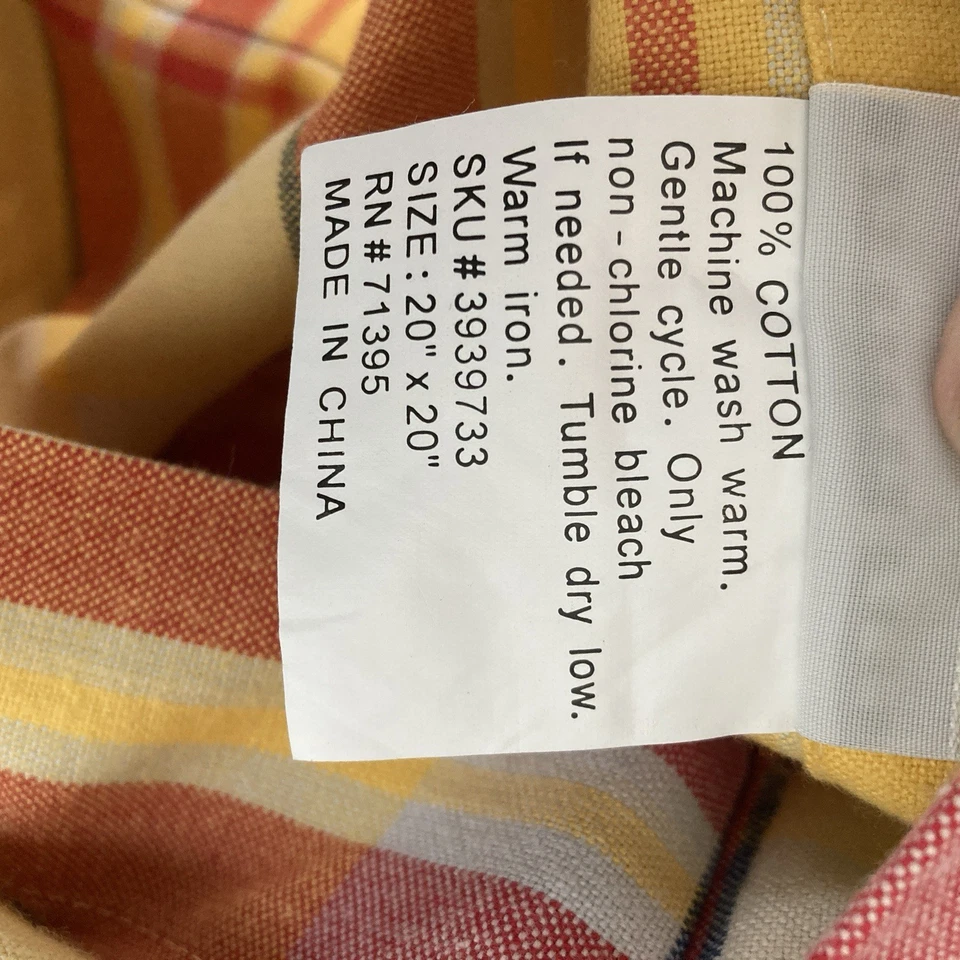 Juego de fundas de almohada POTTERY BARN rayas amarillas algodón botón trasero 20”x20” Foto 4 de 4