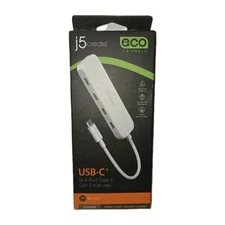 j5create USB-C to 4-Port Type-C Gen 2 Hub for Windows/MacOS/Chrome OS - White 