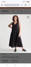 NWT Quince Womens 100% Organic Cotton Gauze Tiered Maxi Dress Black Sz XS