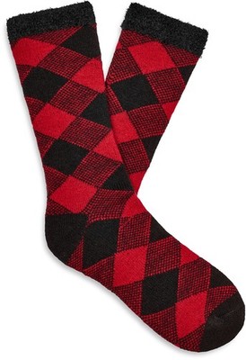 UGG Men's Grady Fleece Lined CrewSocks, Samba Red / Black, O/S