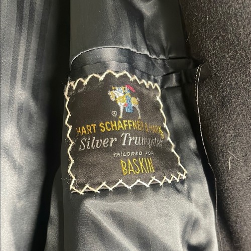 Hart Schaffner Marx Black Trench Coat Classic Design. Cashmere. Large - Picture 6 of 6