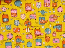 Abbott Fabrics Inc Vintage Fabric Piece 45" W x 1 Yard Cotton Print Travel Theme