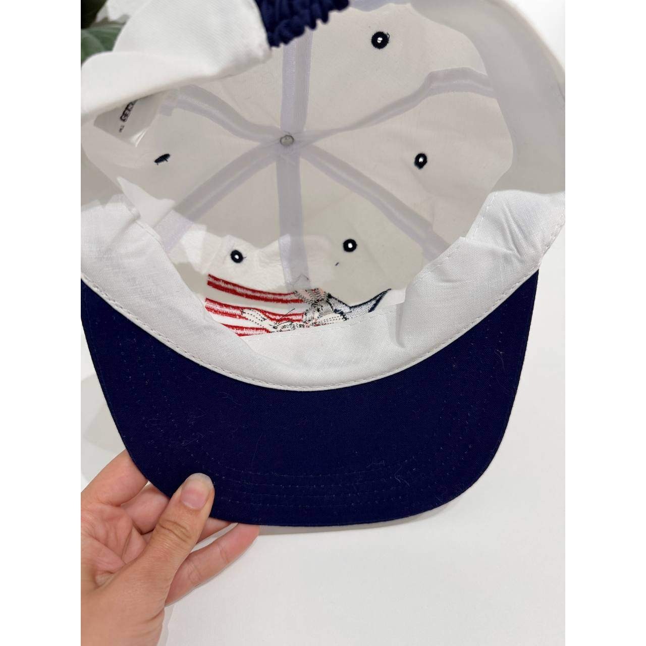 Vintage 1995 Looney Tunes Bugs Bunny American Flag Hat White Navy NWT 90s Cap image 5
