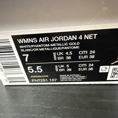 Nike Air Jordan 4 Retro Net White talla EU 38 mujer unisex blanco - Imagen 8 de 8