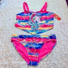 NWT Wonder Nation Swimsuit Unicorn  Hearts Bikini UPF 50 Big Girls Size  18 XXL