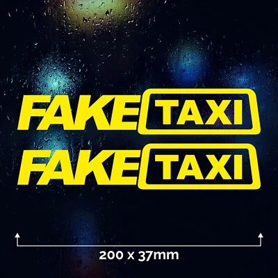 DEVILPRINTSUK 2 x FAKE TAXI Yellow Car Sticker Vinyl Decal Funny Bumper Window