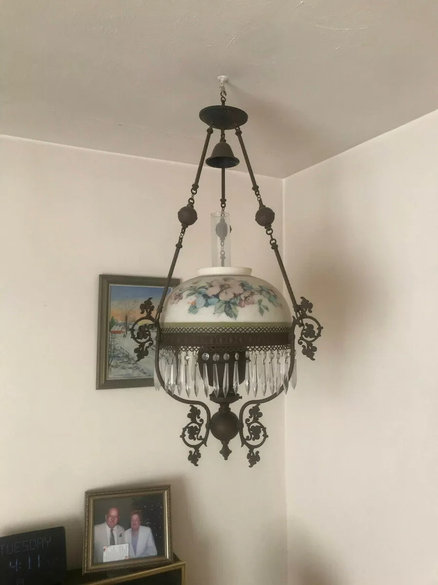 Oil lamp chandelier on sale antique