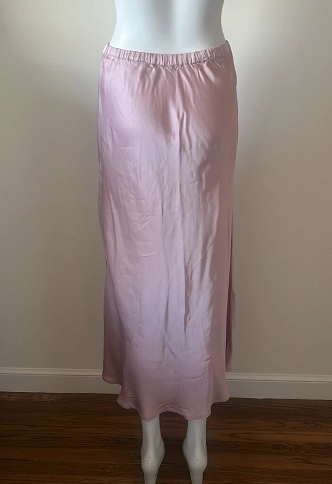 Young Fabulous & Broke  Felicity  Satin  Midi Skirt  Side Slit  Dusty Rose  S - Image 4 of 4