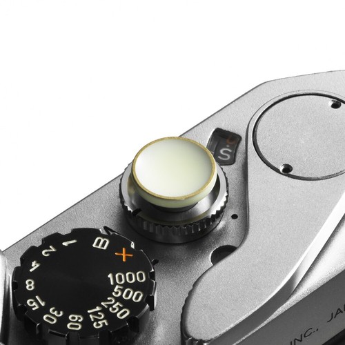 CAMERA SOFT SHUTTER RELEASE BUTTON GLOSSY CREAM WHITE W/ BRASSING / SRB-GCW-L - Picture 2 of 3