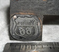 Vintage PHILLIPS 66 OIL COMPANY Letterpress Printers Block ENGRAVED Metal Stamp