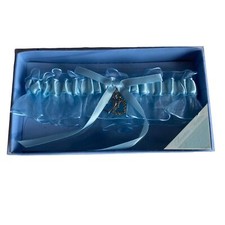 NEW NIB Treasure Masters Dangling Hearts Blue Wedding Reception Garter One Size