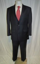 Hickey Freeman Lindsey Recent Navy Blue Striped Two Button Suit 42L