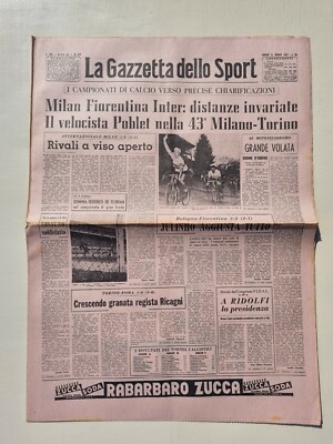 GAZZETTA DELLO SPORT 11 MARCH 1957 INTER-MILAN JUVENTUS POBLET MILANO-TORINO